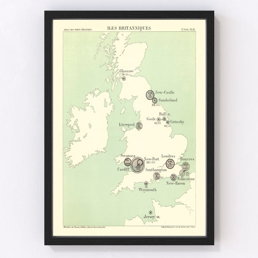 Vintage Map of British Isles, 1886