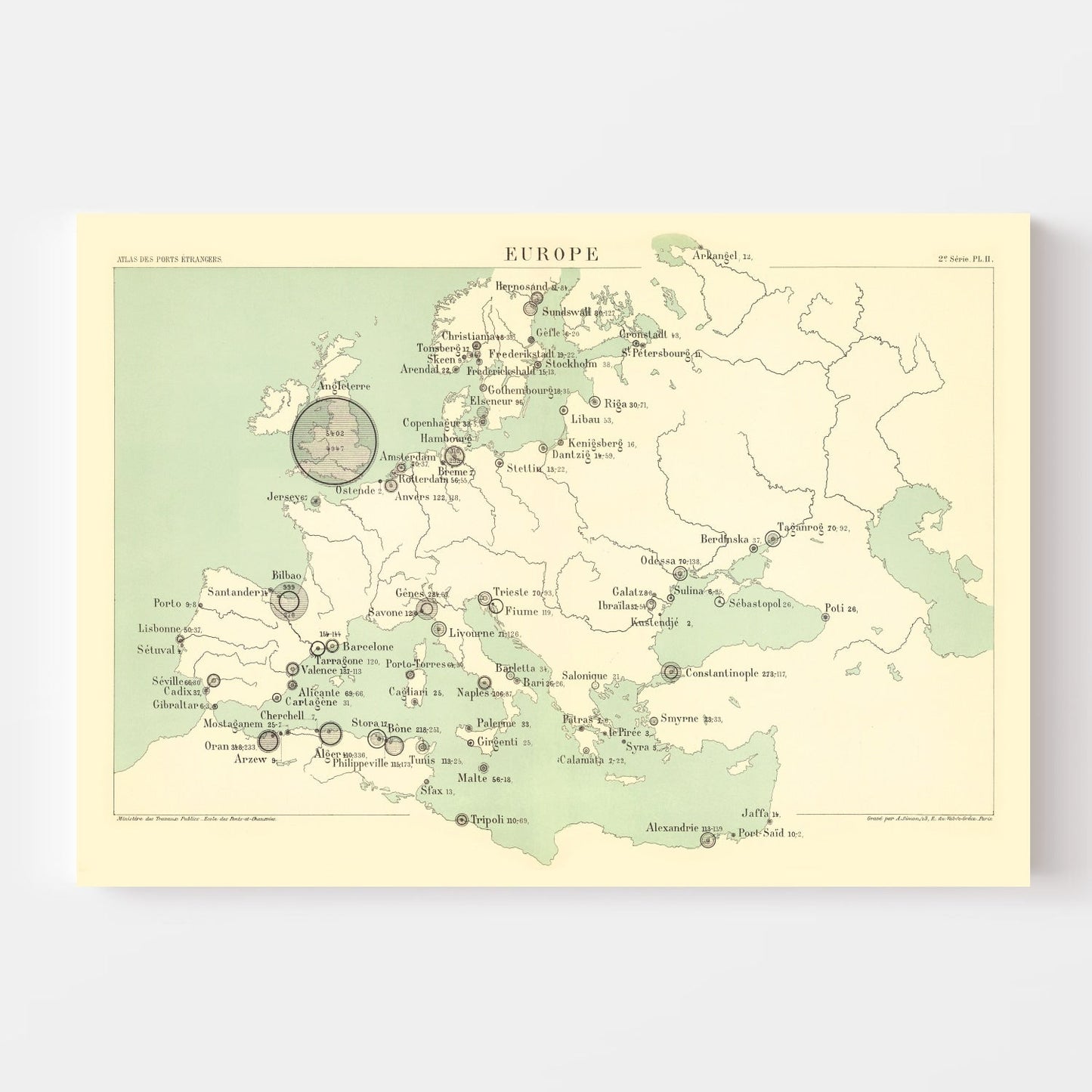 Vintage Europe Map 1886