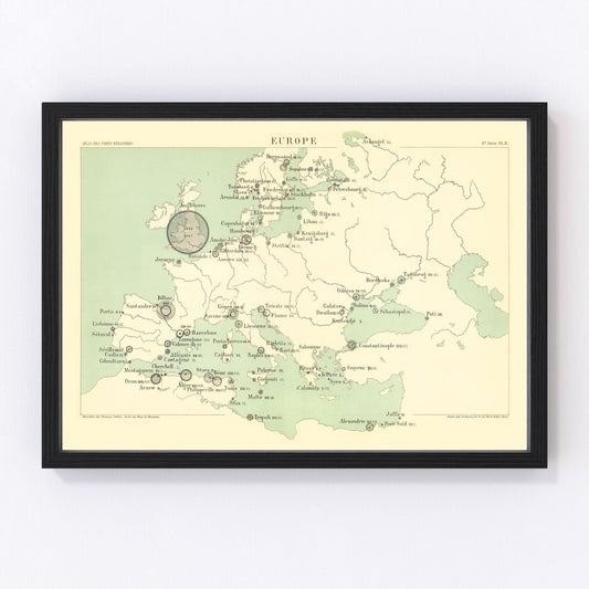 Vintage Europe Map 1886