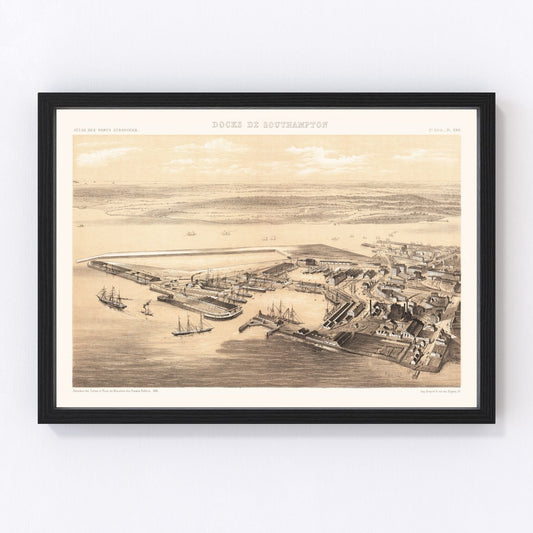 Vintage Map of Southampton Docks, 1883