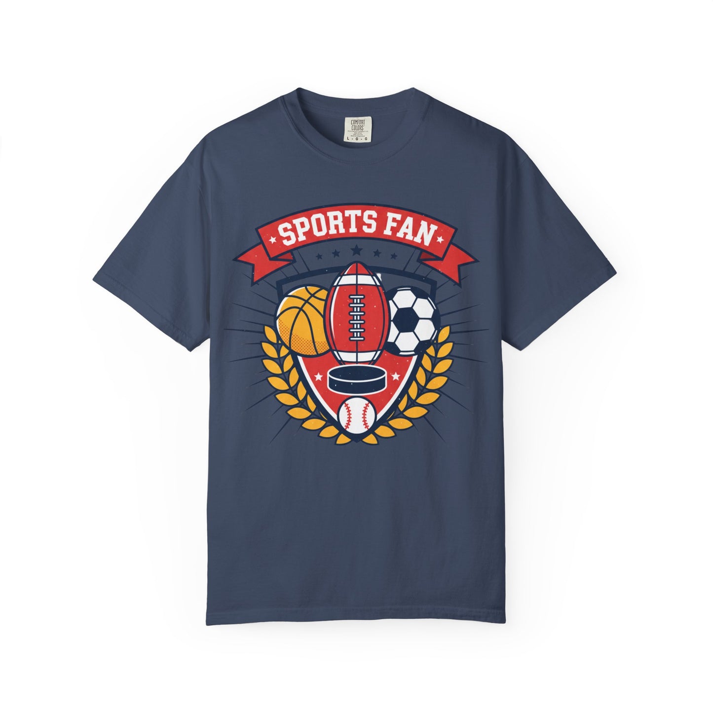 Sports Fan emblem T-shirt | Football Basketball Soccer Baseball