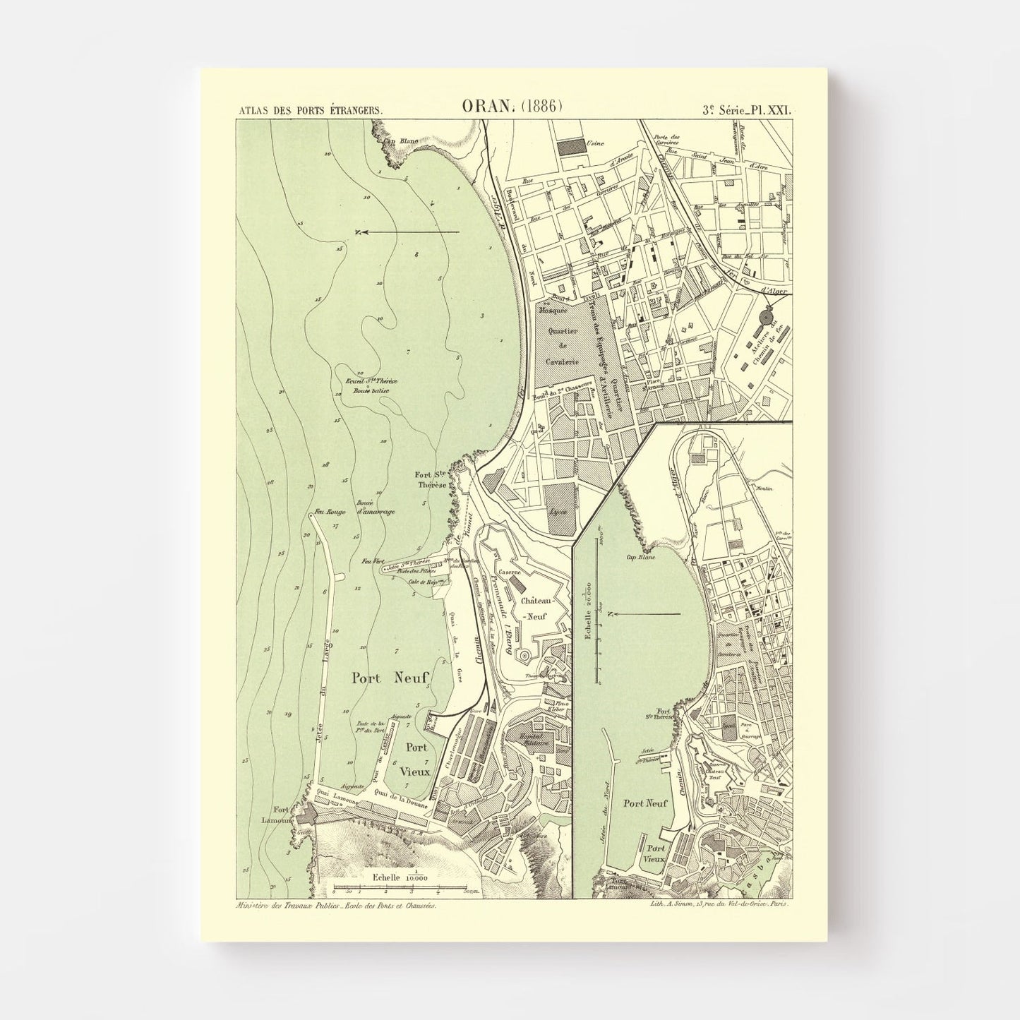 Vintage Map of Oran, Algeria 1886