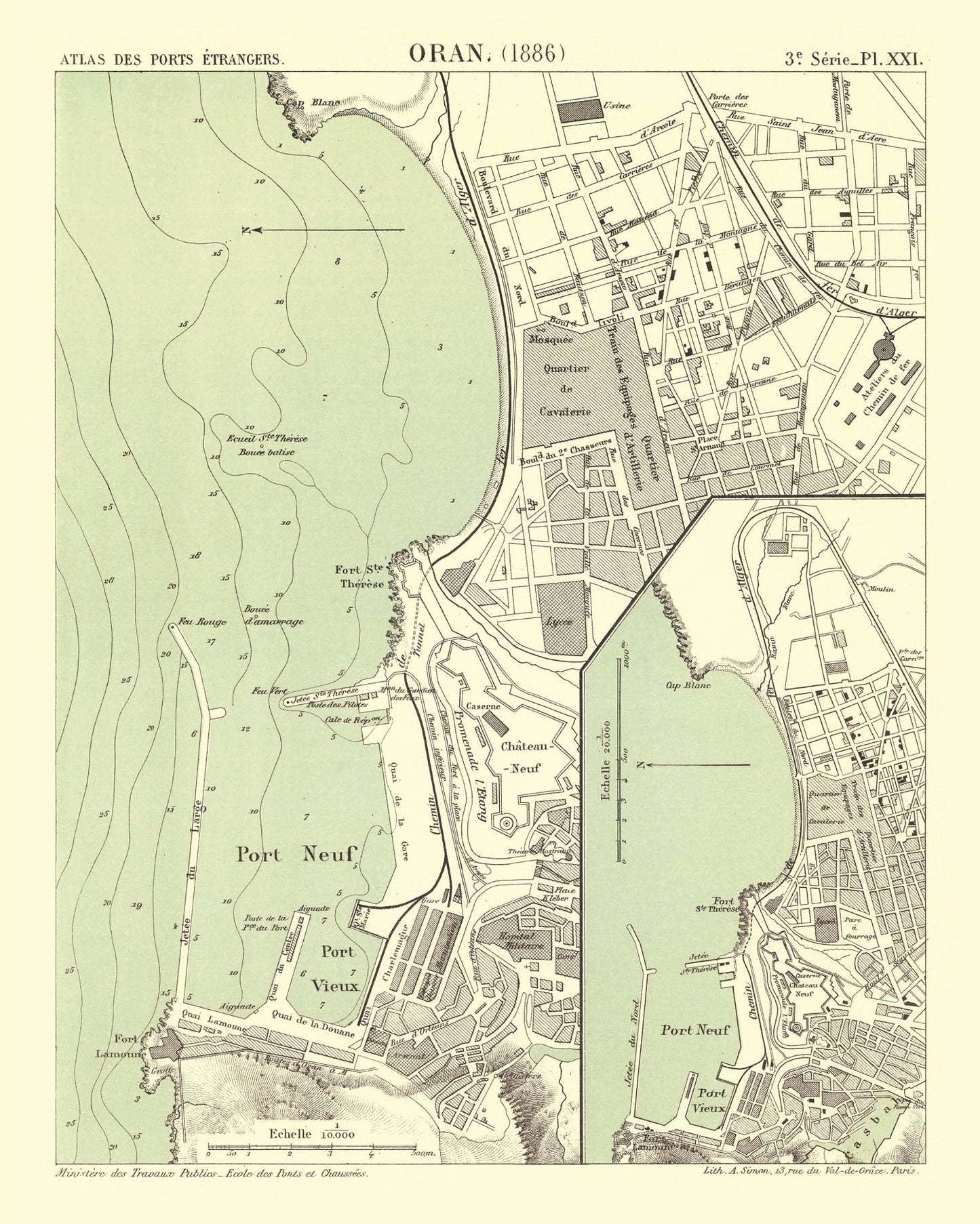 Vintage Map of Oran, Algeria 1886