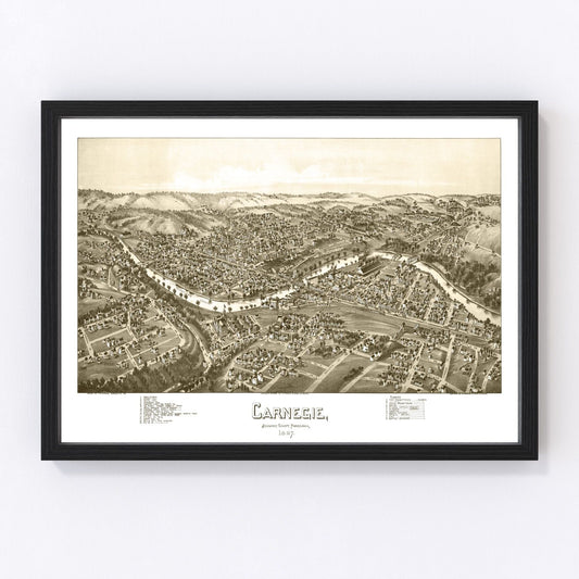Vintage Map of Carnegie, Pennsylvania 1897