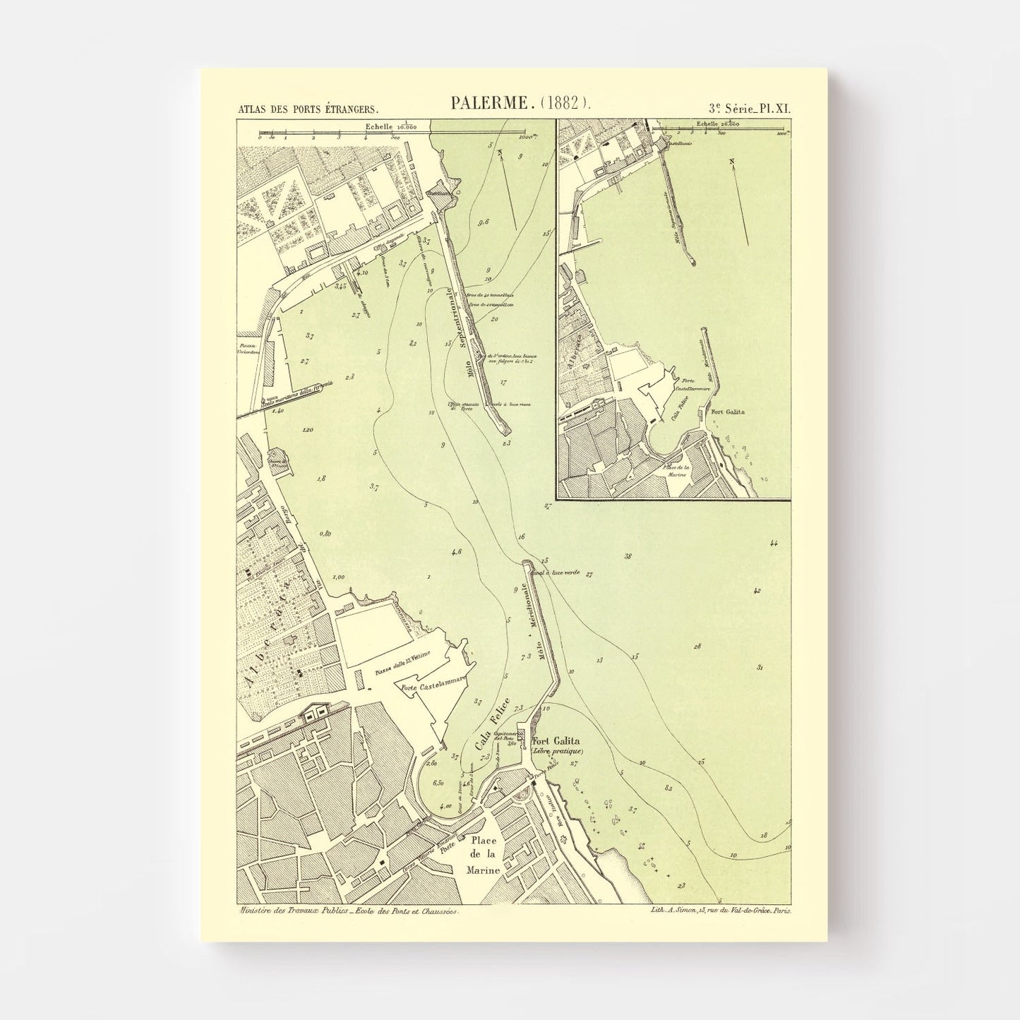 Vintage Map of Palermo, Italy 1882