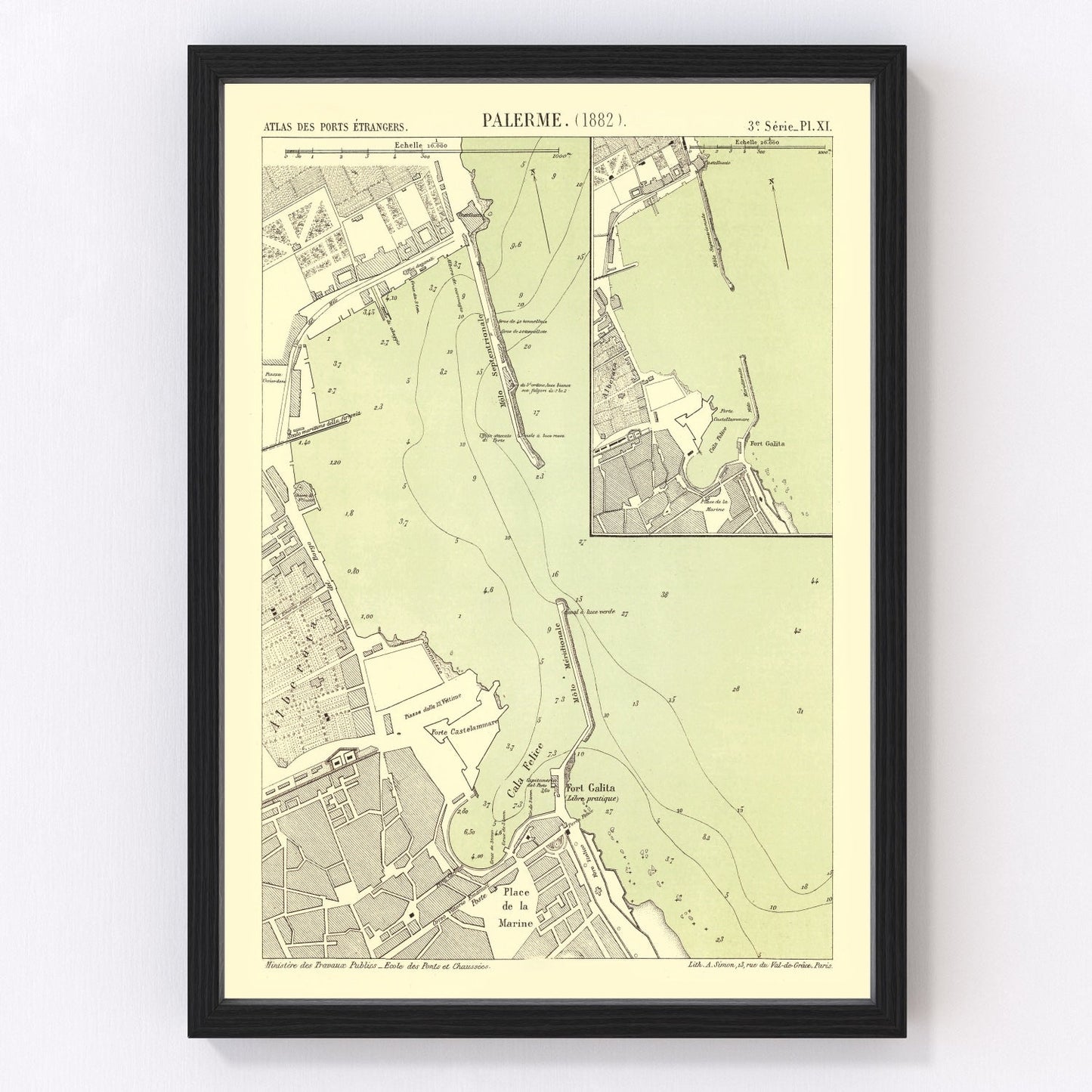 Vintage Map of Palermo, Italy 1882