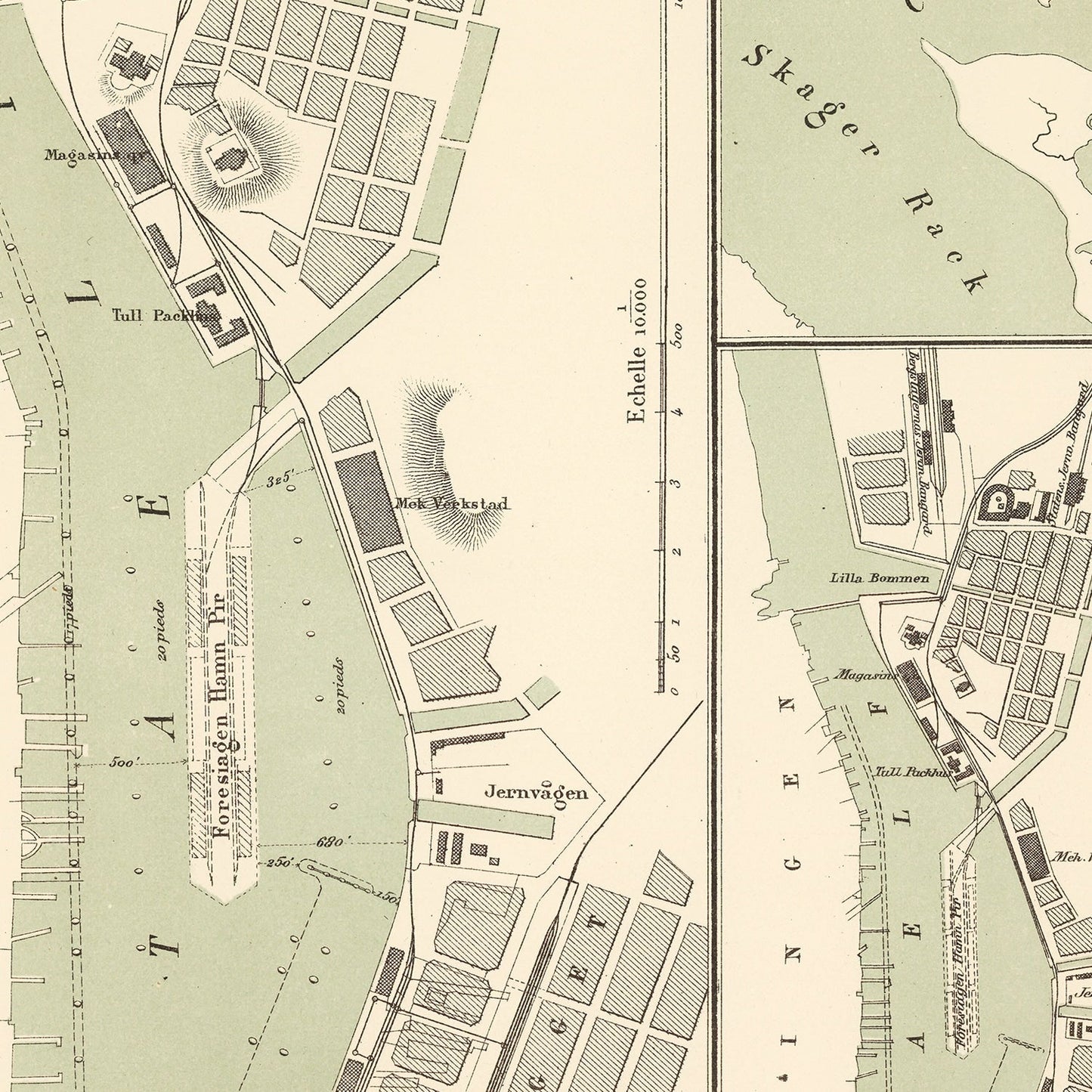 Vintage Map of Gothenburg, Sweden 1885