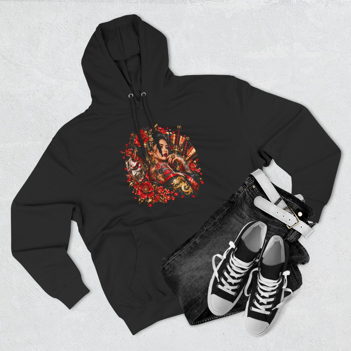 Floral Skull Hoodie — Gothic Rose Graphic Fleece Hoodie