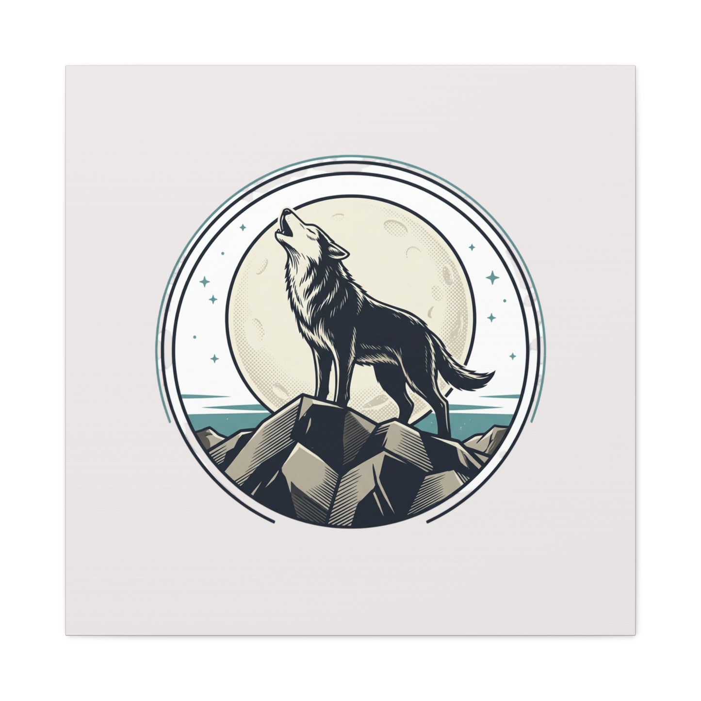 Howling Wolf Canvas Wall Art — Moonlit Wilderness Matte Stretched Print