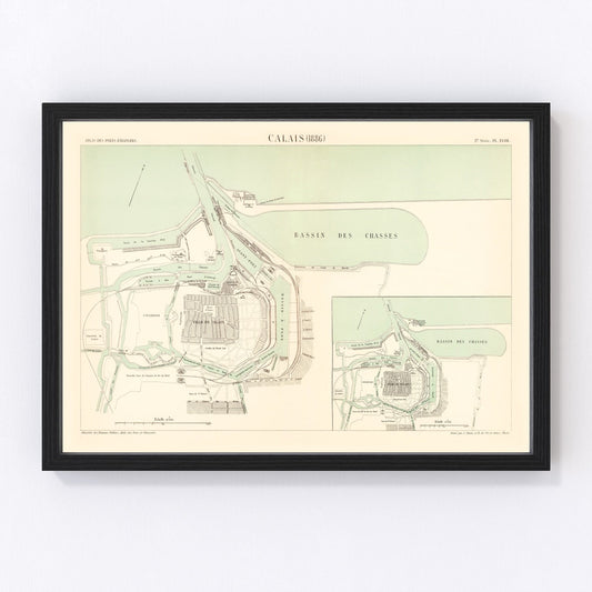 Vintage Map of Calais, France 1886