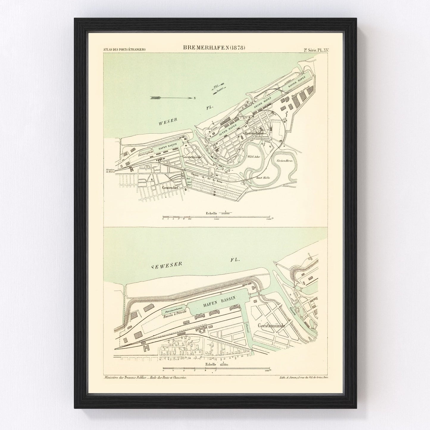 Vintage Map of Bremerhaven, Germany 1886