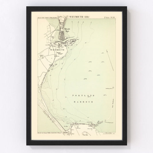 Vintage Map of Weymouth, England 1884
