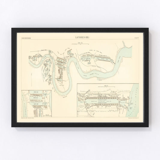 Vintage Map of London, England 1885