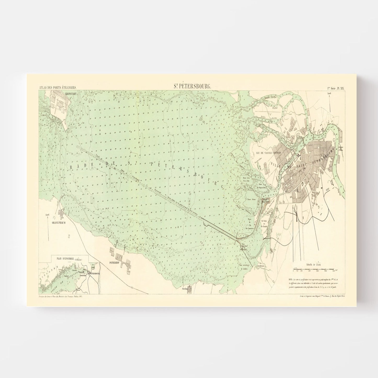 Vintage Map of Saint Petersburg, Russia 1884