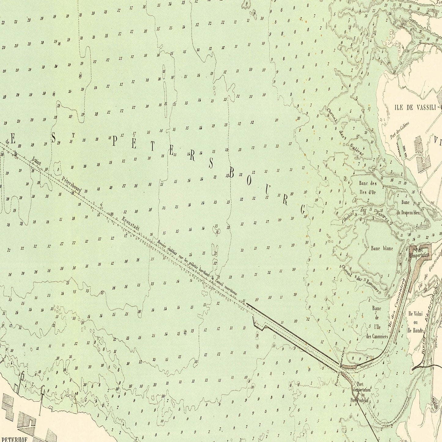 Vintage Map of Saint Petersburg, Russia 1884