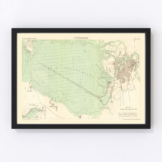 Vintage Map of Saint Petersburg, Russia 1884