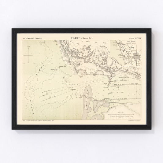 Vintage Map of Porto, Portugal 1884