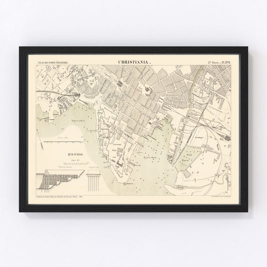 Vintage Map of Copenhagen, Denmark 1884