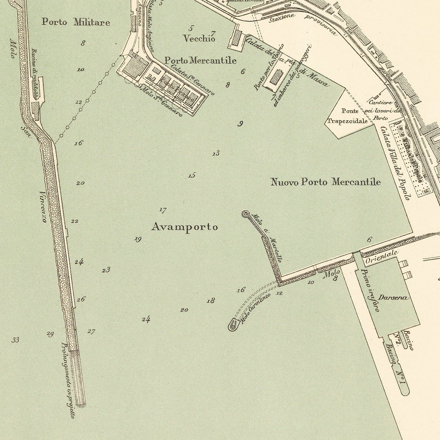 Vintage Map of Naples, Italy 1889