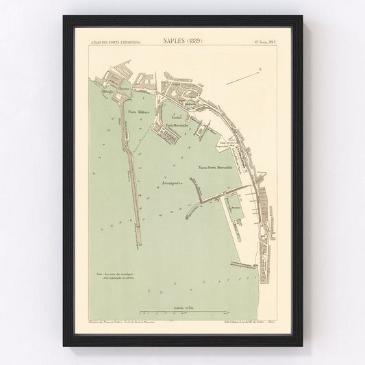 Vintage Map of Naples, Italy 1889