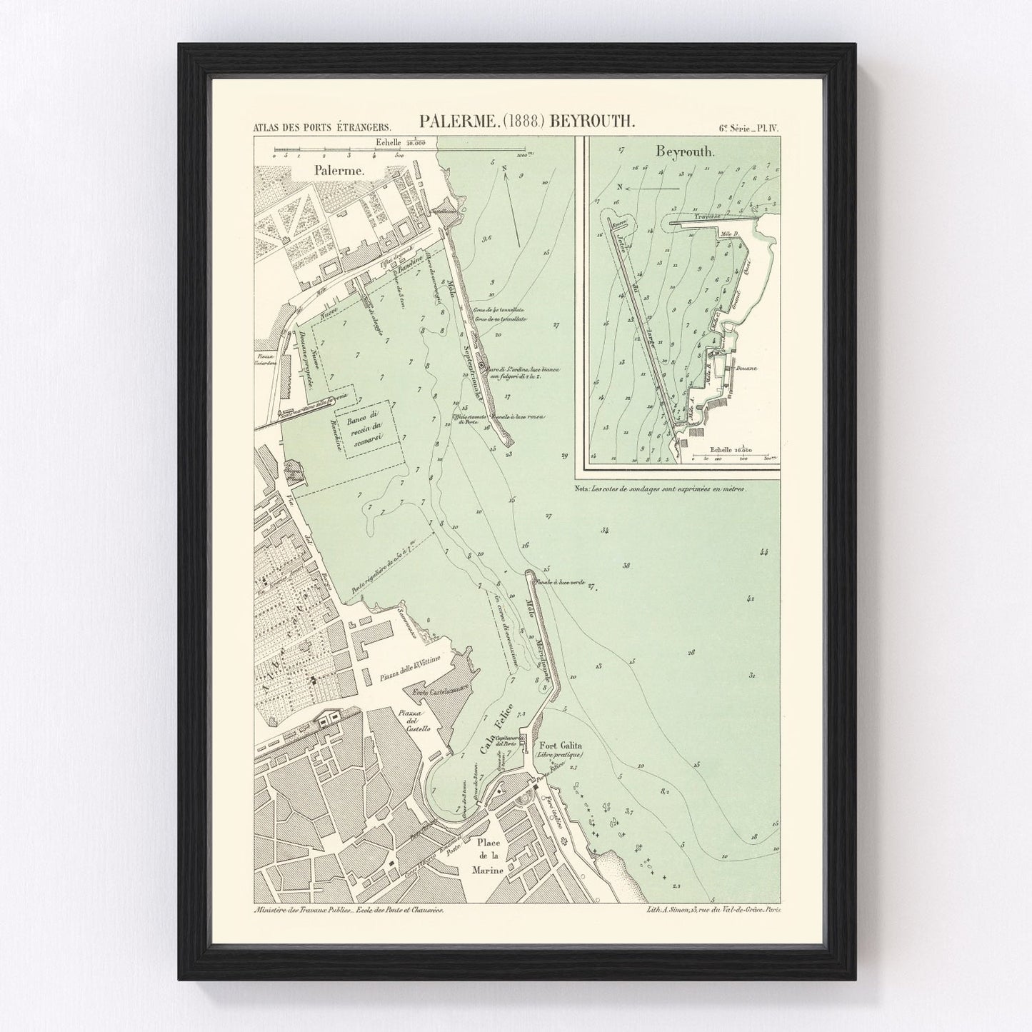 Vintage Map of Palermo, Italy 1888