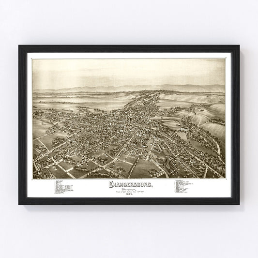 Vintage Map of Chambersburg, Pennsylvania 1885