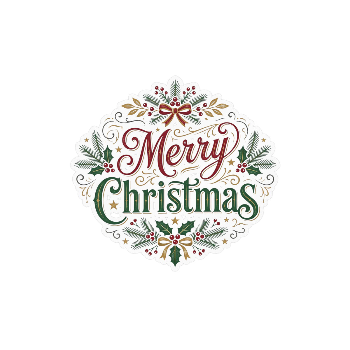 Merry Christmas Vinyl Decal — Holiday Wreath Sticker for Windows, Laptops & Gifts