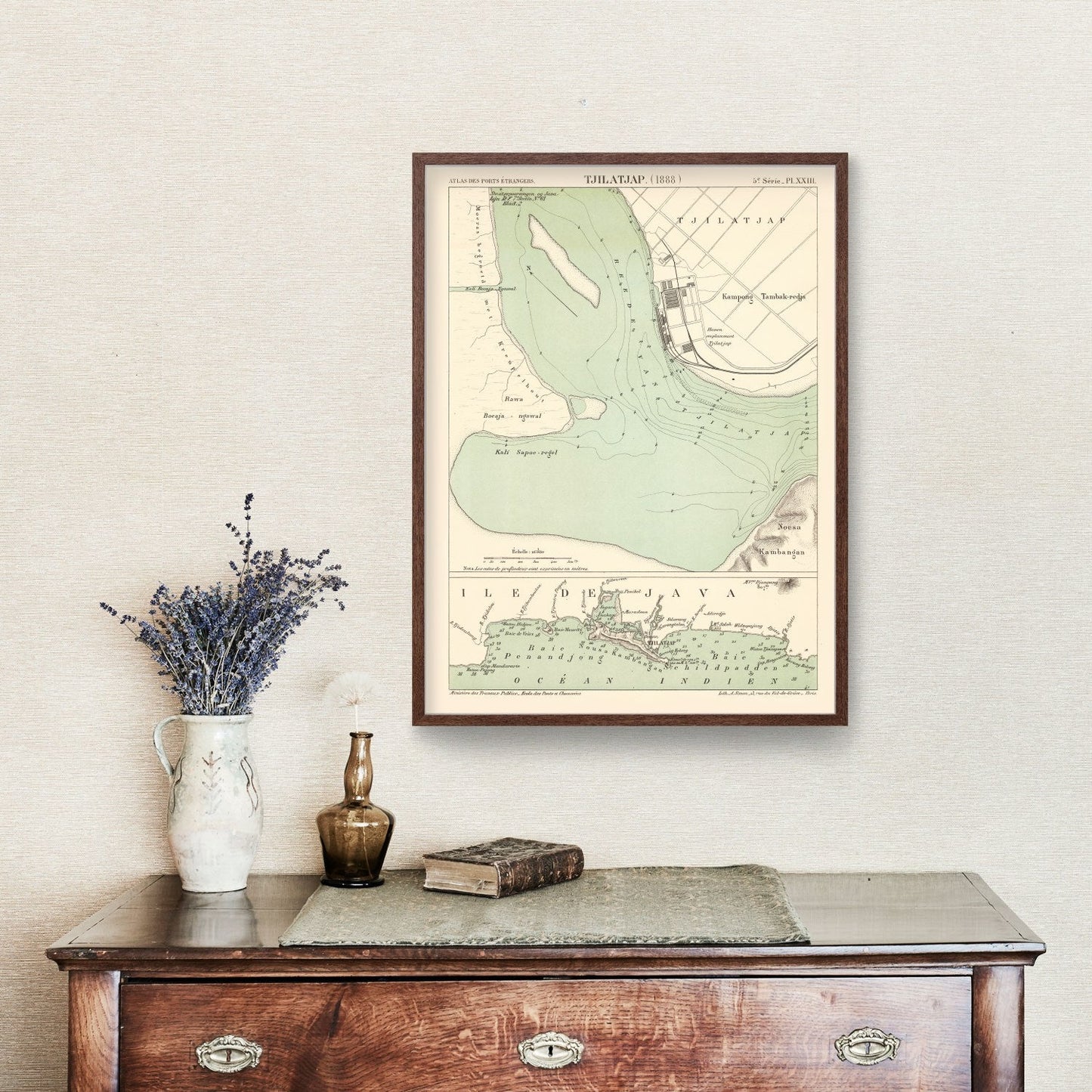 Vintage Map of Cilacap, Indonesia 1888