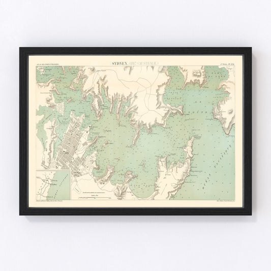Vintage Map of Sydney, Australia 1887