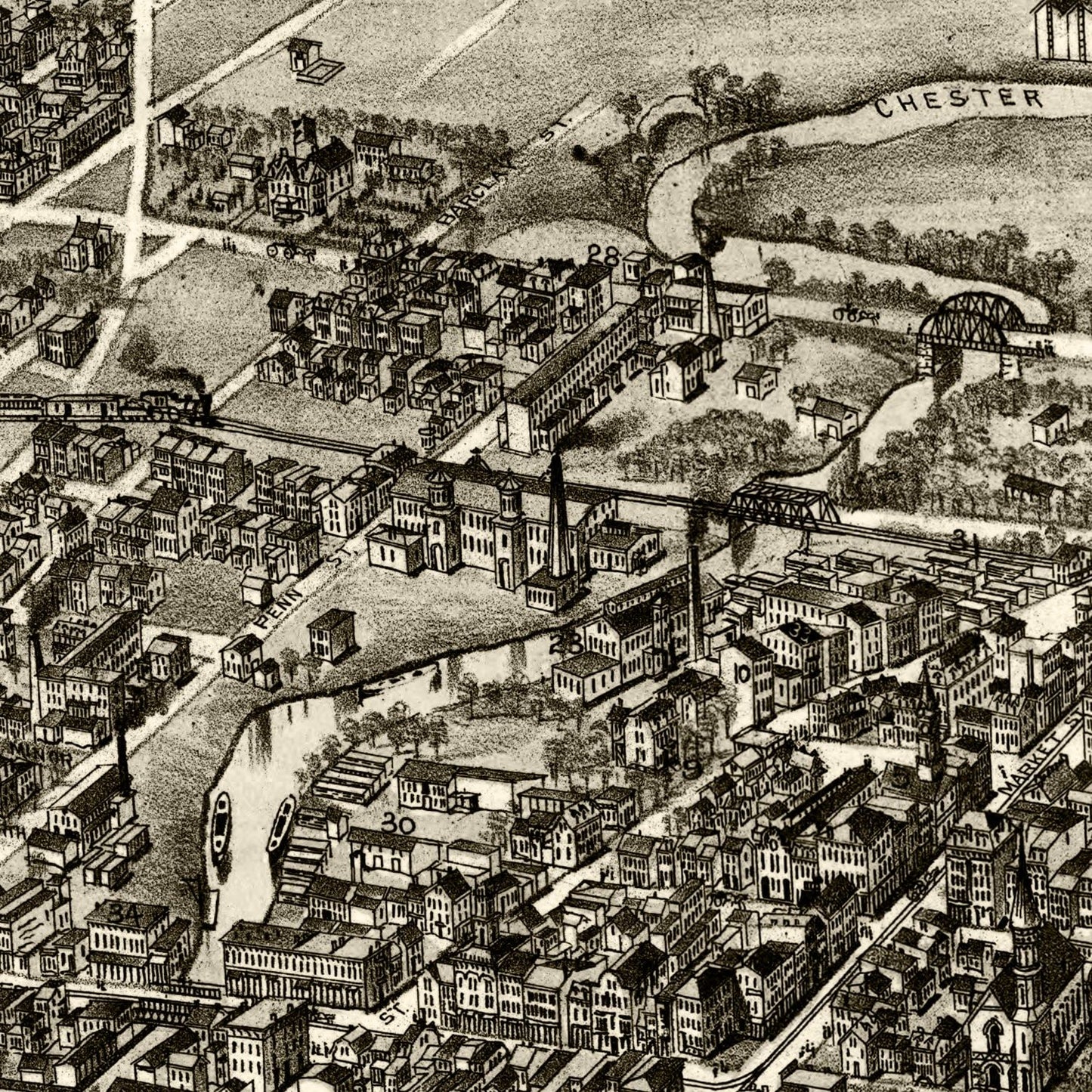 Vintage Map of Chester, Pennsylvania 1895