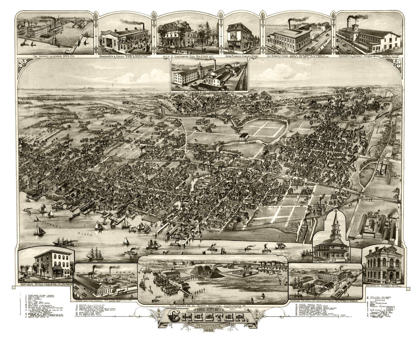 Vintage Map of Chester, Pennsylvania 1895