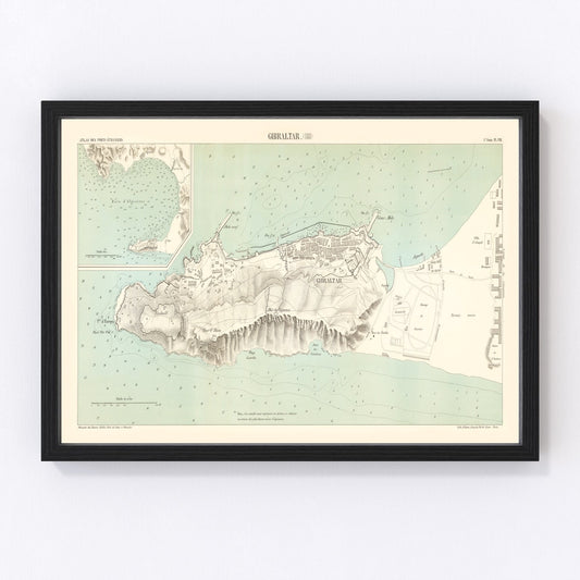 Vintage Map of Gibraltar, Spain 1888
