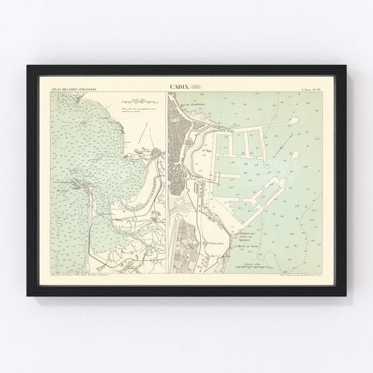 Vintage Map of Cadix, Spain 1888