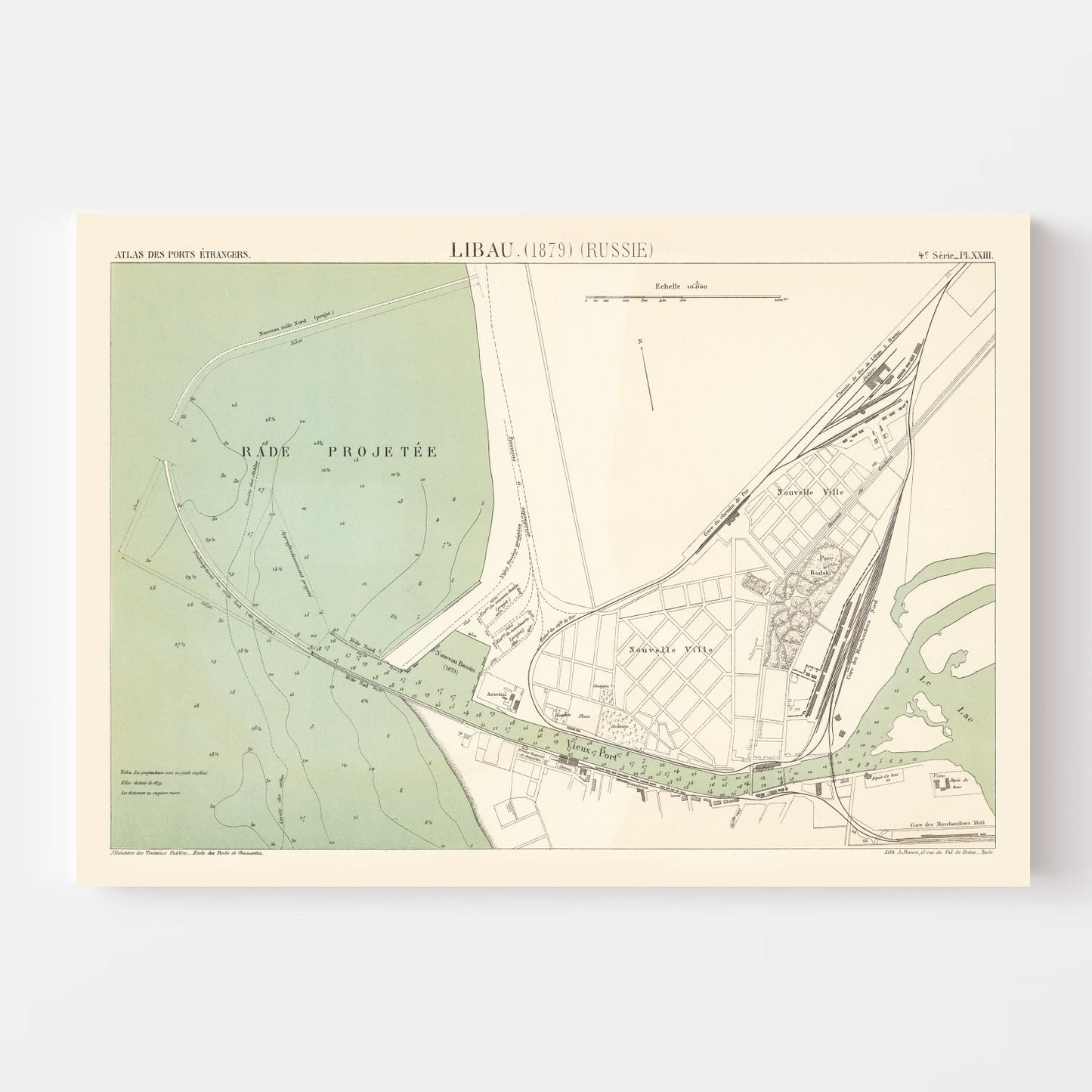 Vintage Map of Liepaja, Latvia 1879