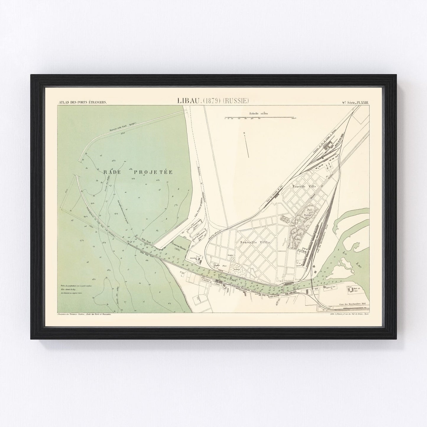 Vintage Map of Liepaja, Latvia 1879