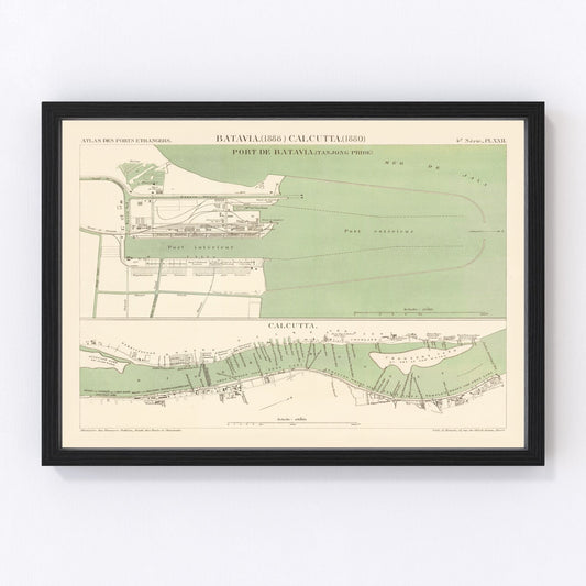 Vintage Map of Jakarta, Indonesia 1888