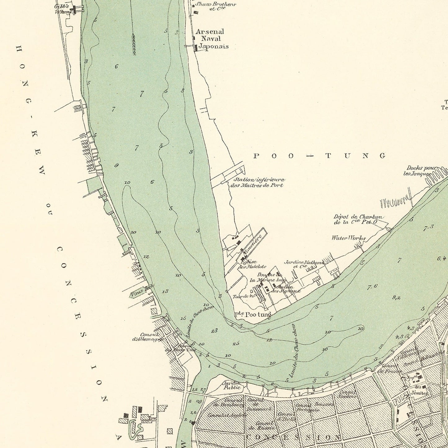 Vintage Map of Shanghai, China 1880