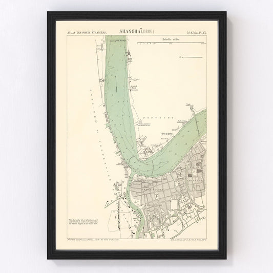 Vintage Map of Shanghai, China 1880