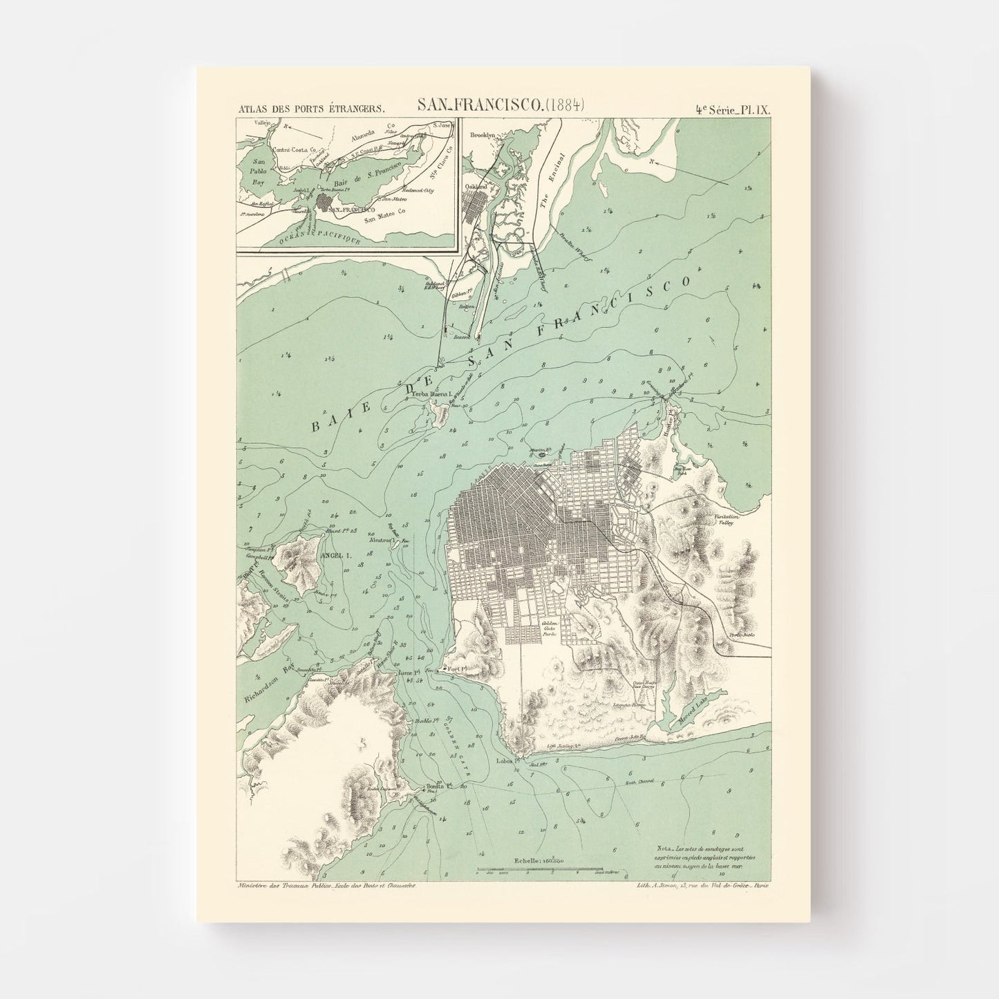 Vintage Map of San Francisco, California 1884