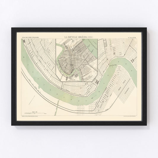 Vintage Map of New Orleans, Louisiana 1886