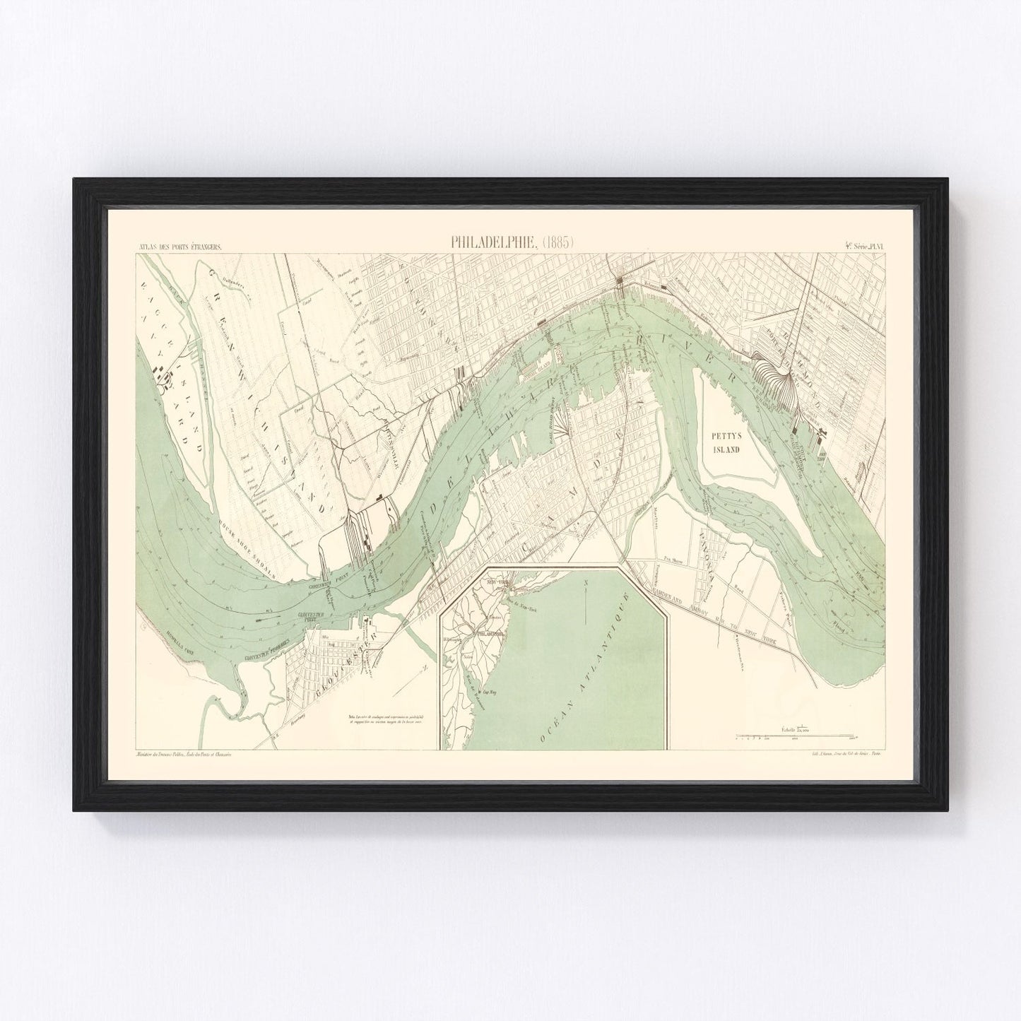 Vintage Map of Philadelphia, Pennsylvania 1885