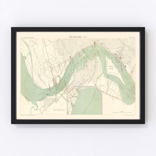 Vintage Map of Philadelphia, Pennsylvania 1885