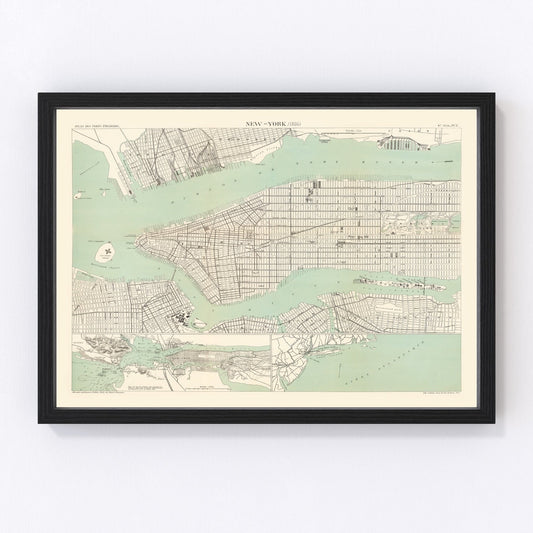 Vintage Map of New York, New York 1886