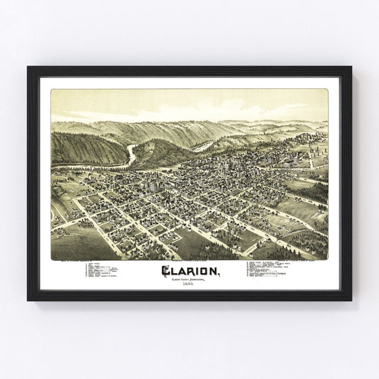 Vintage Map of Clarion, Pennsylvania 1896