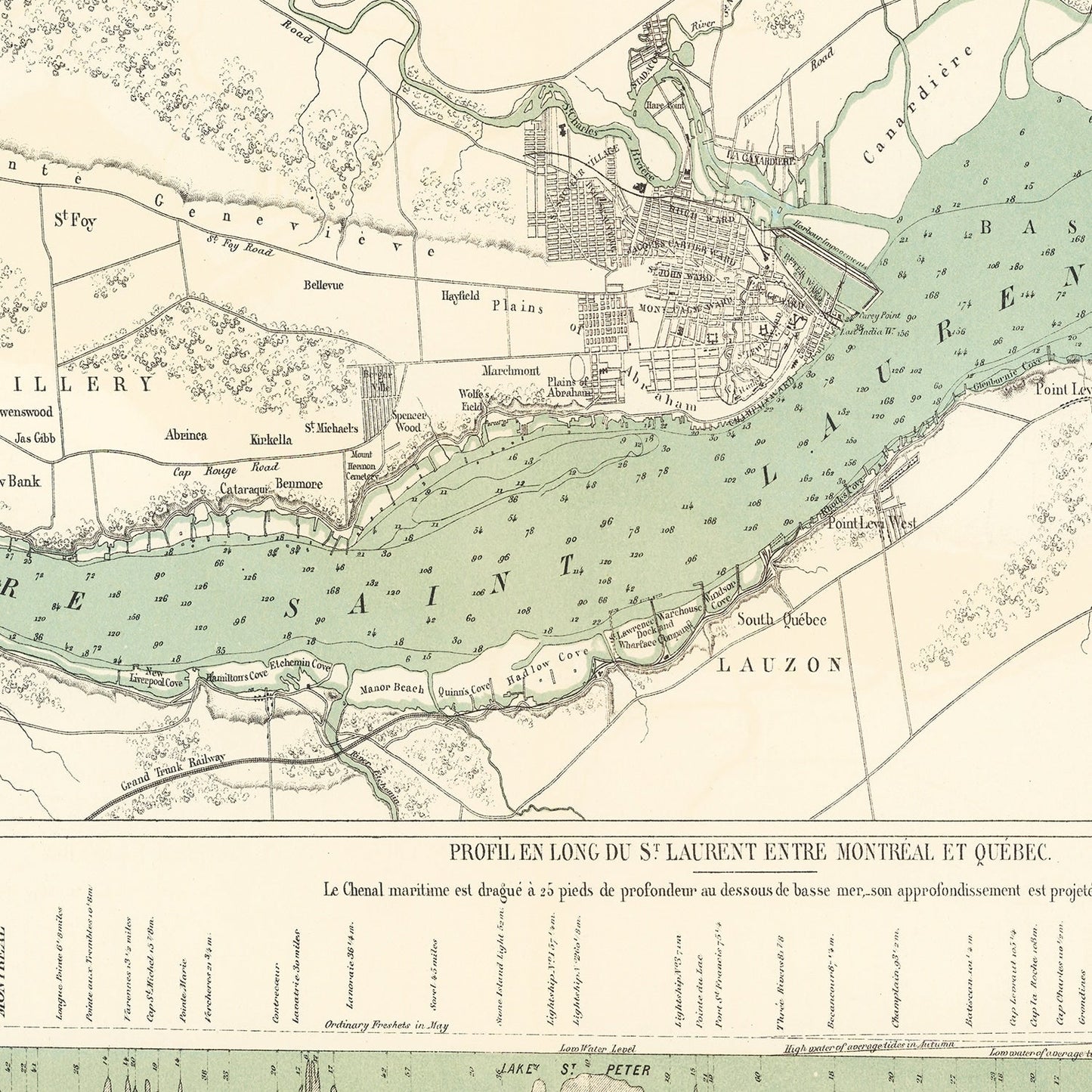 Vintage Map of Québec, Canada 1882