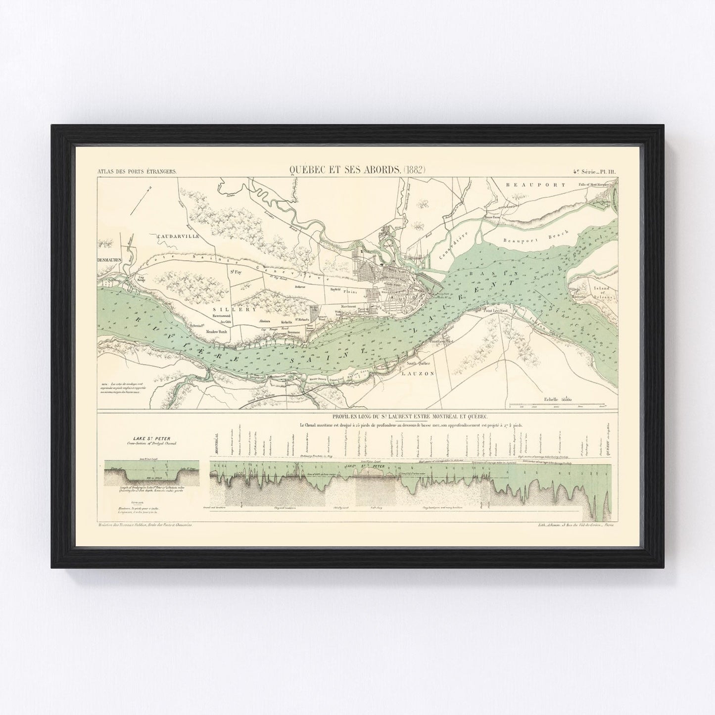 Vintage Map of Québec, Canada 1882