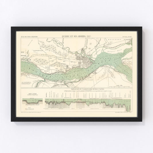 Vintage Map of Québec, Canada 1882