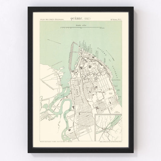 Vintage Map of Québec, Canada 1882