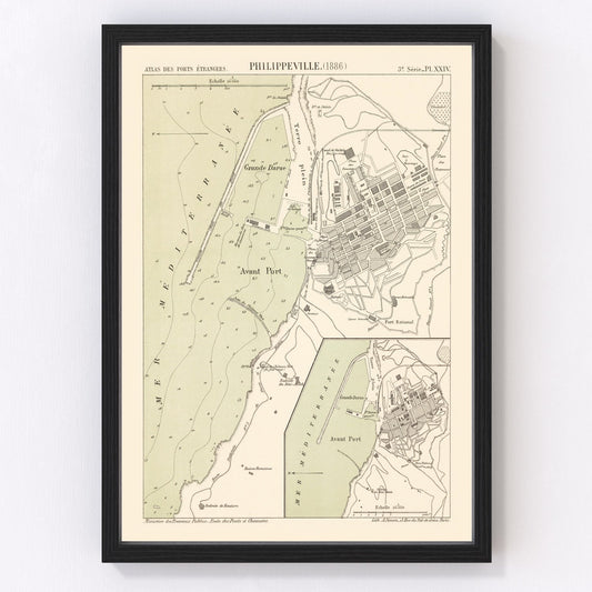 Vintage Map of Skikda, Algeria 1886