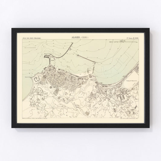 Vintage Map of Algiers, Algeria 1886